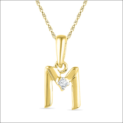 "18kt Gold Alphabet M Diamond Pendent  - PF015225 - Click here to View more details about this Product